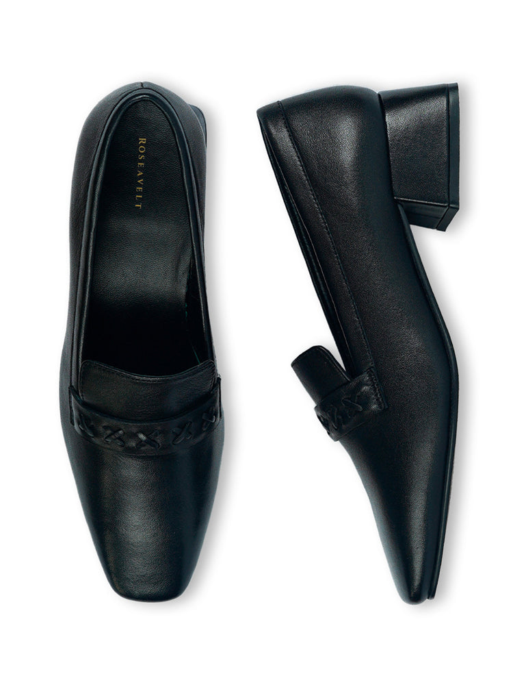 Black Posy Pump Loafers Shoes