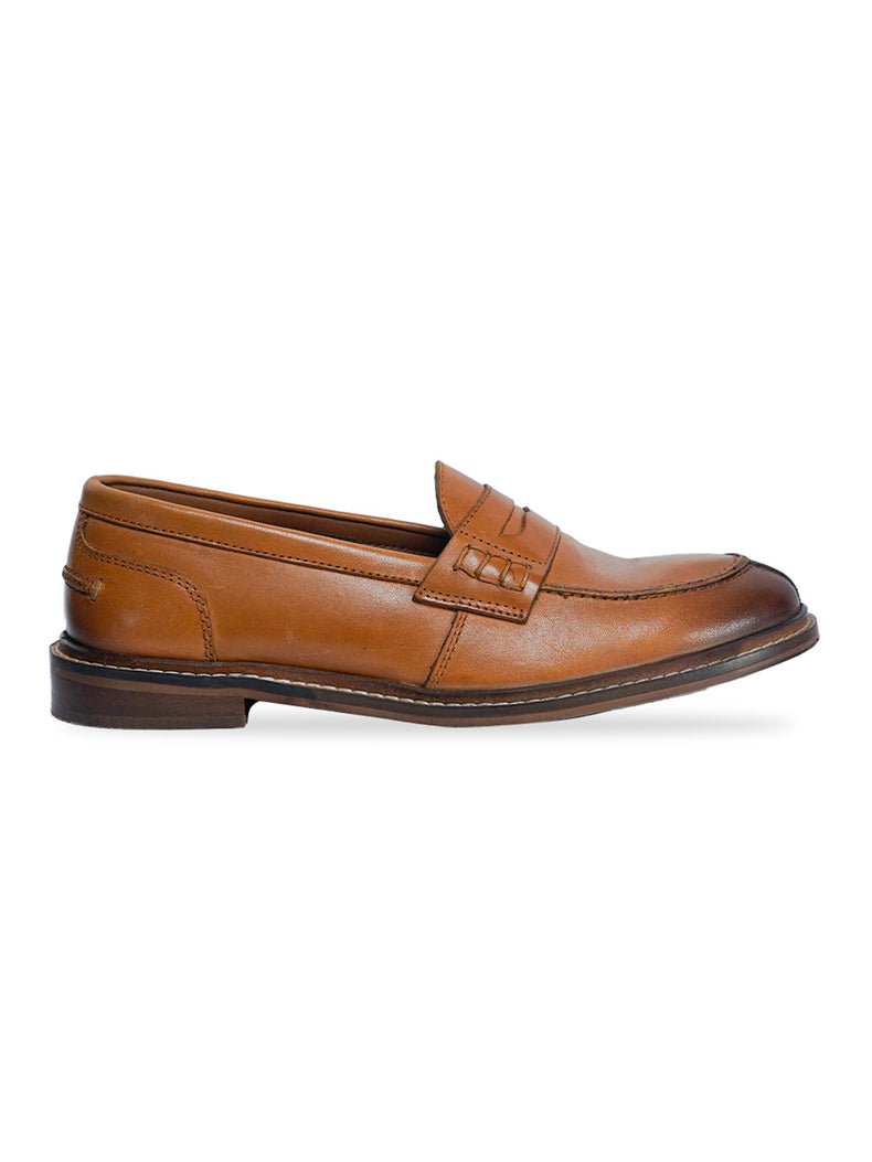 Tan Penny Loafers Classic Slip-On Shoes