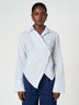 Light Blue Striped Long Sleeve Wrap Shir