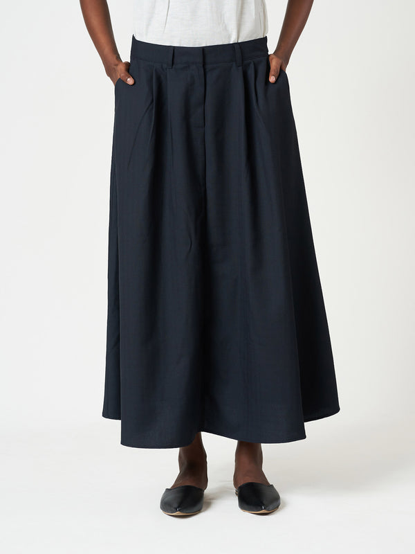 Pleated A-Line Midi Skirt