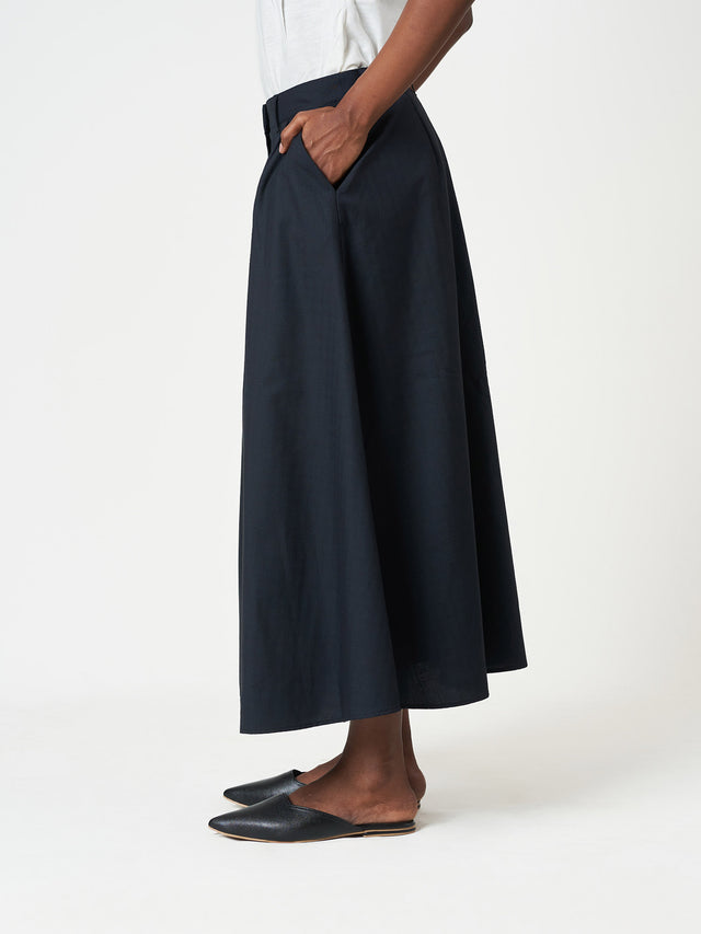 Pleated A-Line Midi Skirt