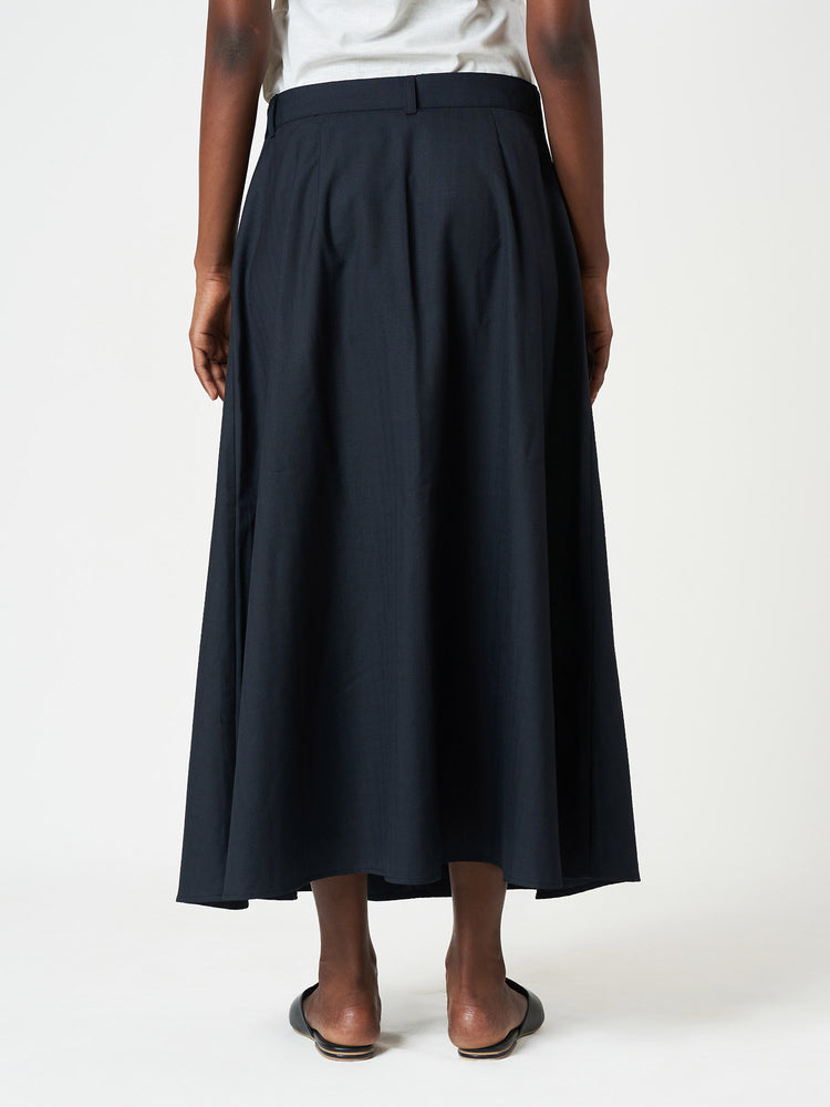 Pleated A-Line Midi Skirt