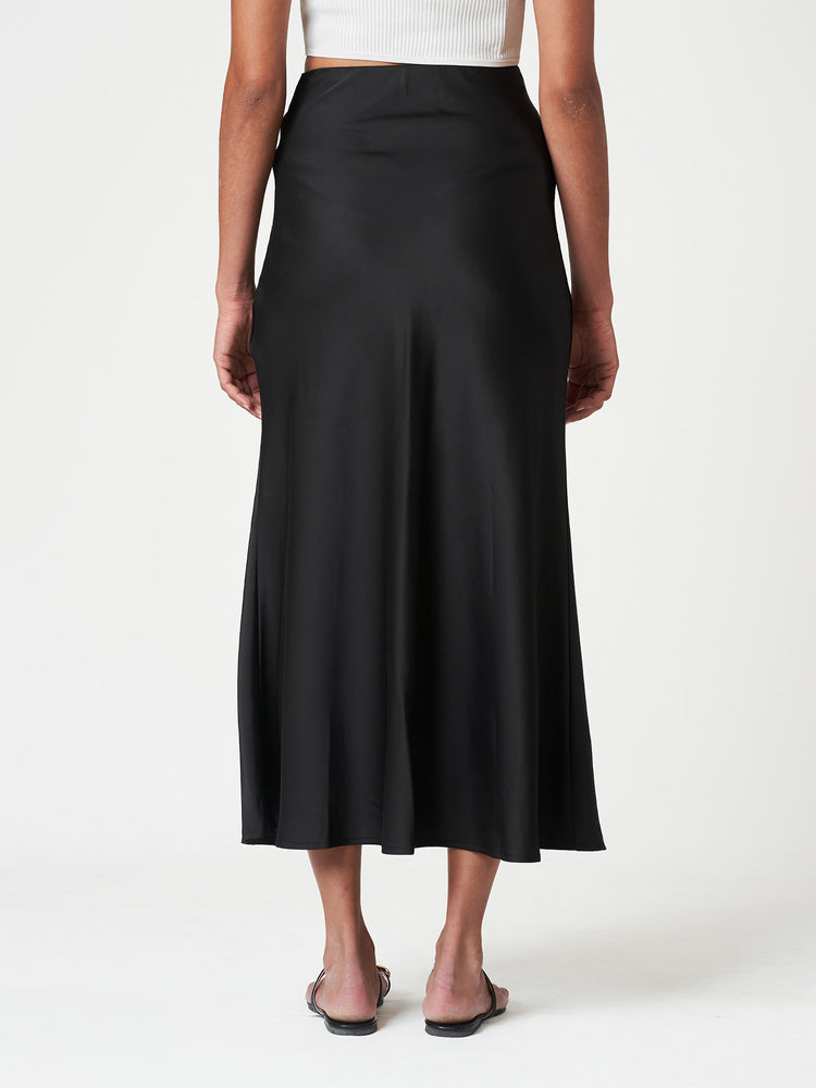 Satin Bias-Cut Midi Soft Drape Elegant Skirt
