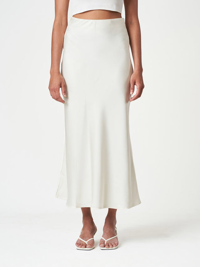 Satin Bias-Cut Midi Soft Drape Elegant Skirt