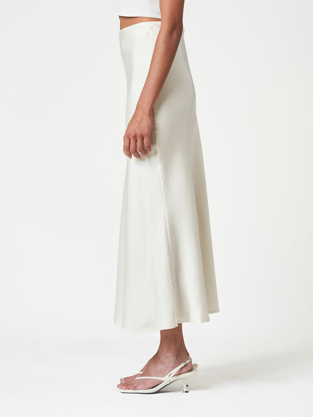 Satin Bias-Cut Midi Soft Drape Elegant Skirt