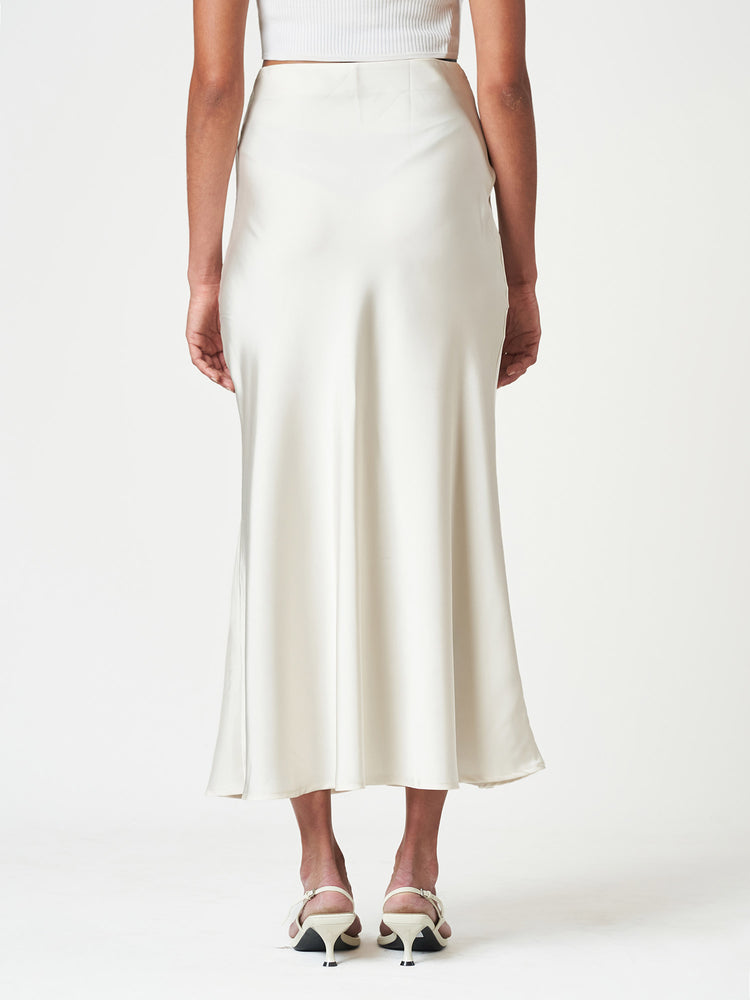 Satin Bias-Cut Midi Soft Drape Elegant Skirt