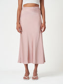Satin Bias-Cut Midi Soft Drape Elegant Skirt