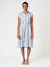 Sky Blue Striped Midi Relax Fit Frock