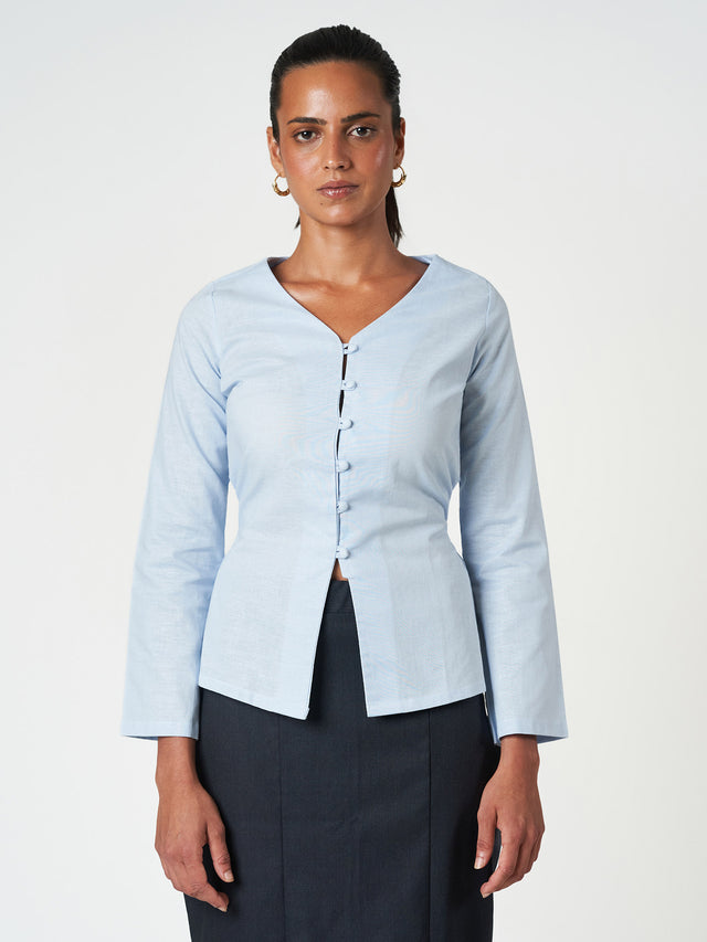 Tie-Back Button Blouse