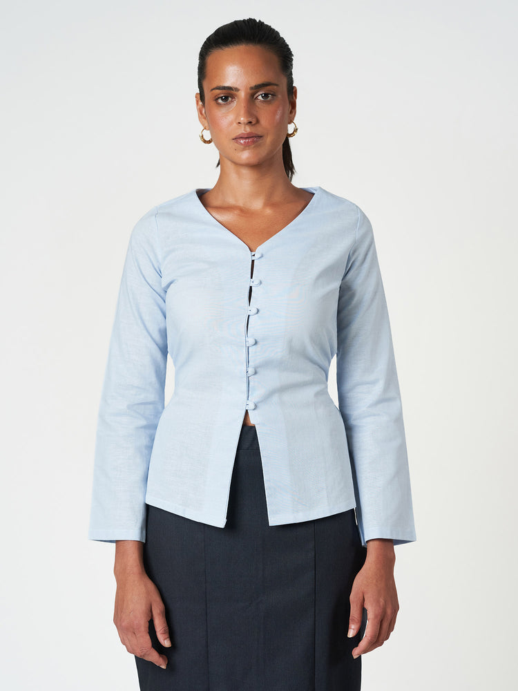 Tie-Back Button Blouse