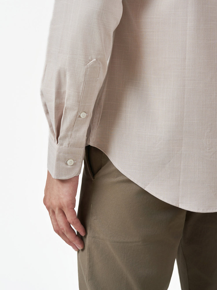 Beige Textured Casual Long Sleeve Shirt
