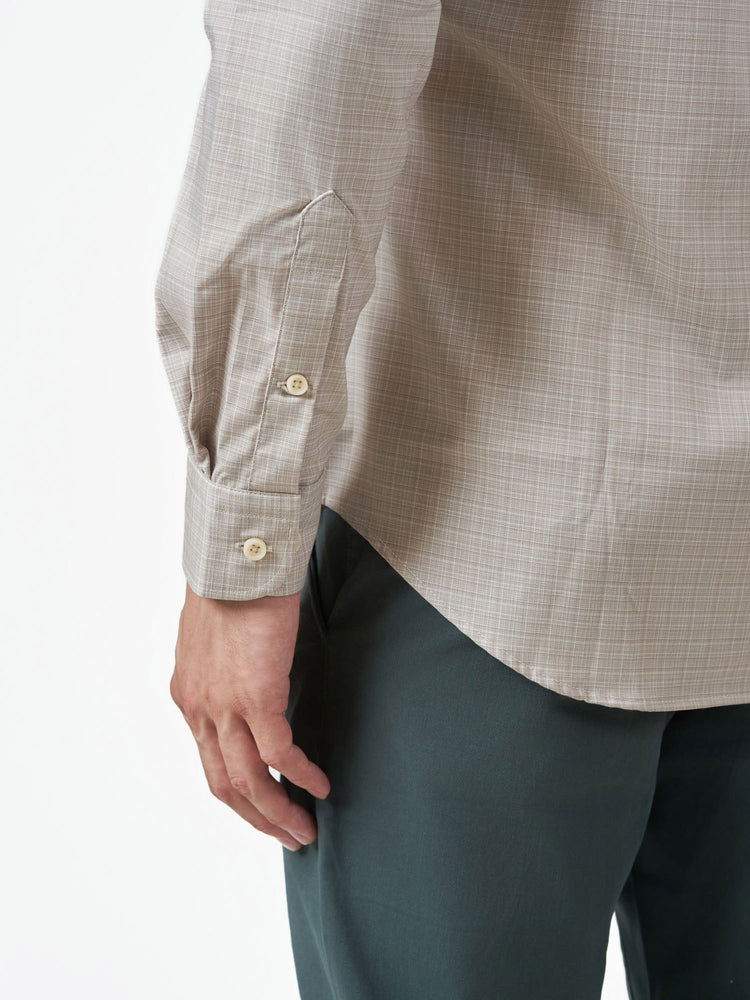 Beige Check Casual Long Sleeve Shirt