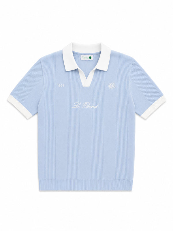 Sky Blue Cotton Knit Polo