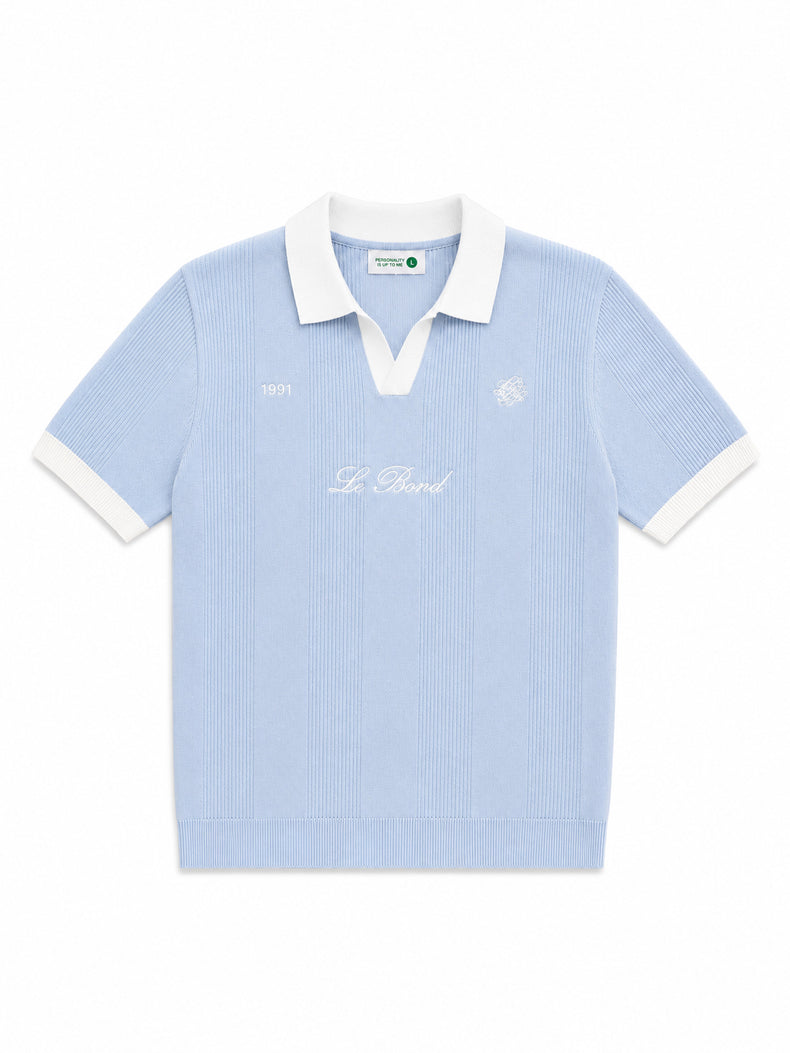 Sky Blue Cotton Knit Polo