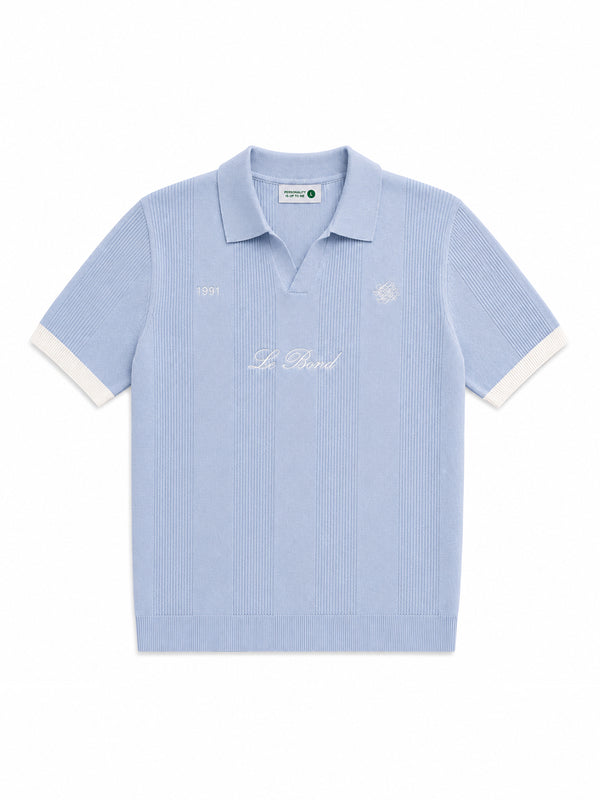 Sky Blue Cotton Knit Polo