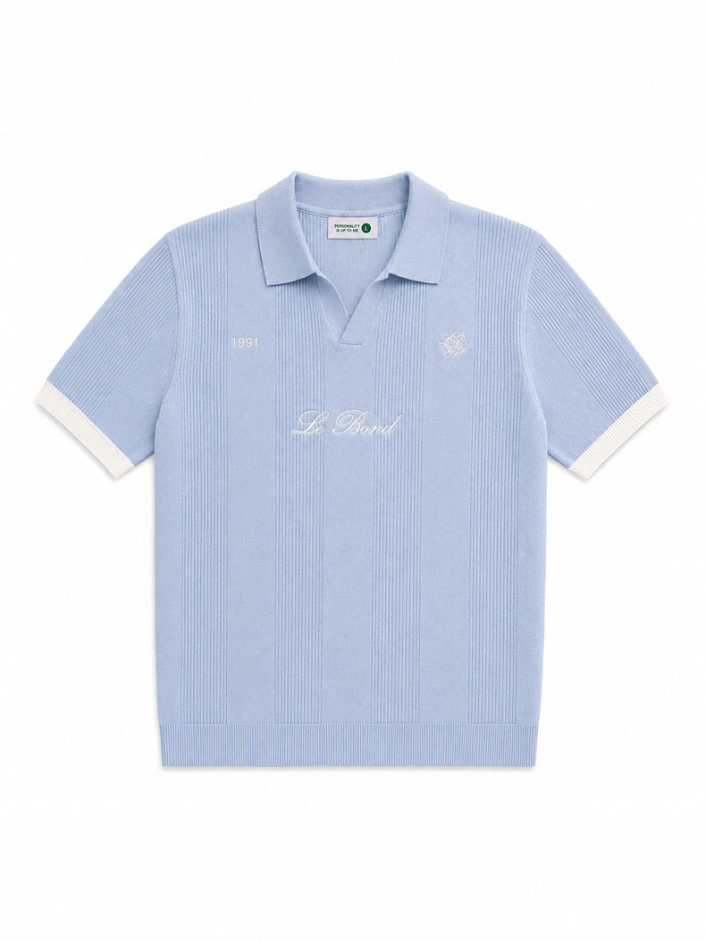 Sky Blue Cotton Knit Polo