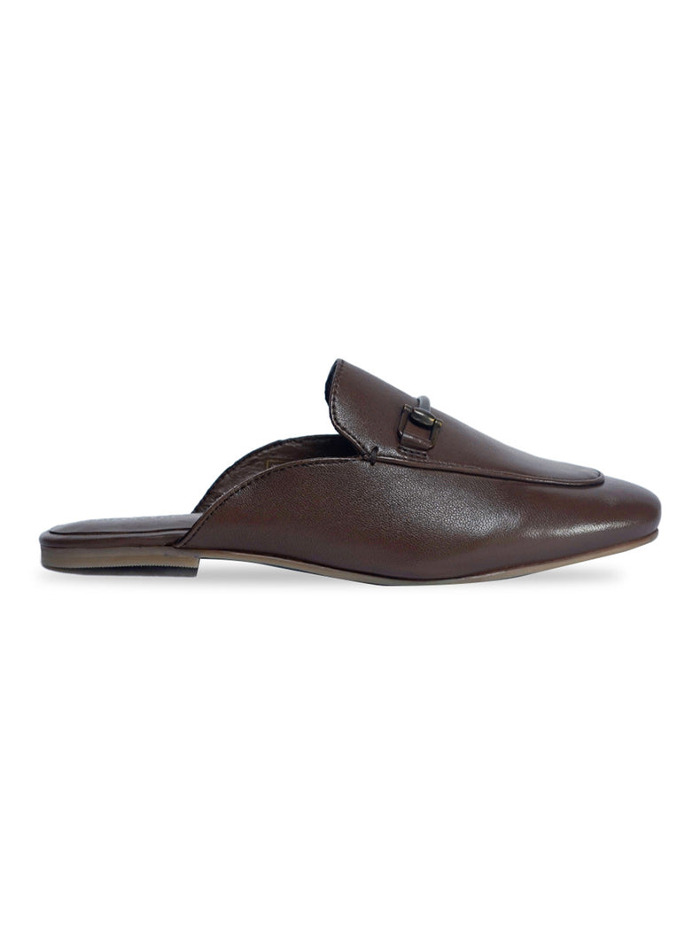 Brown Slip-On Mules Loafers Shoes