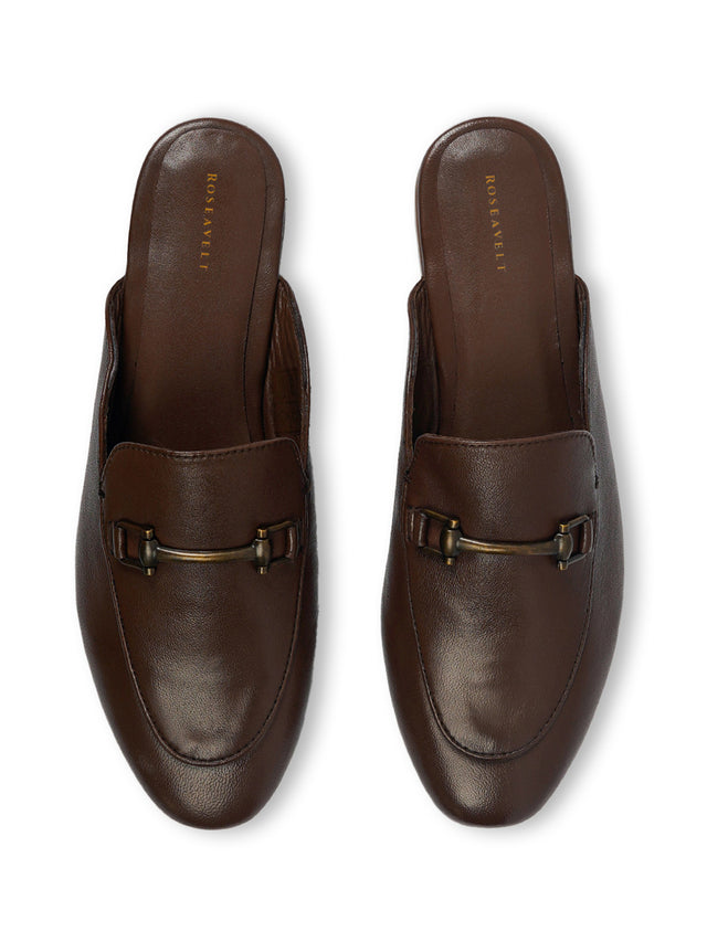Brown Slip-On Mules Loafers Shoes