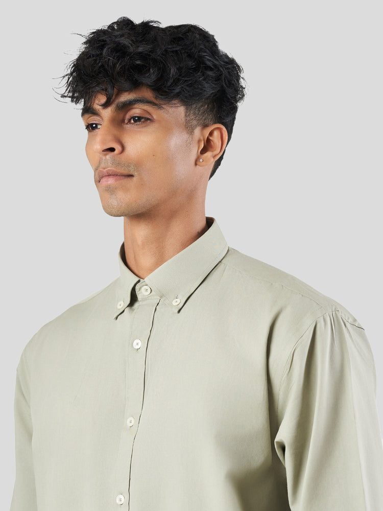 Light Green Cotton Lounge Fit Casual Shirt