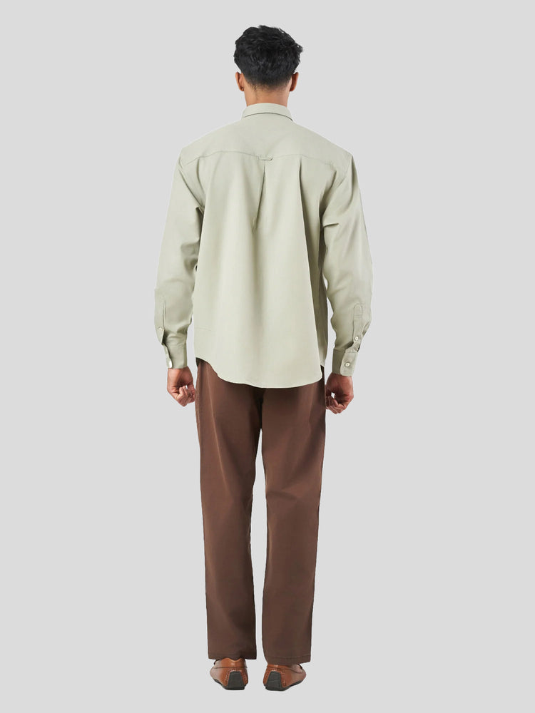 Light Green Cotton Lounge Fit Casual Shirt