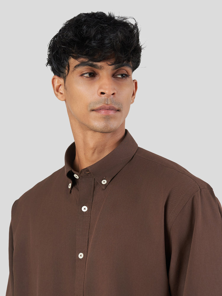 Brown Cotton Lounge Fit Casual Shirt
