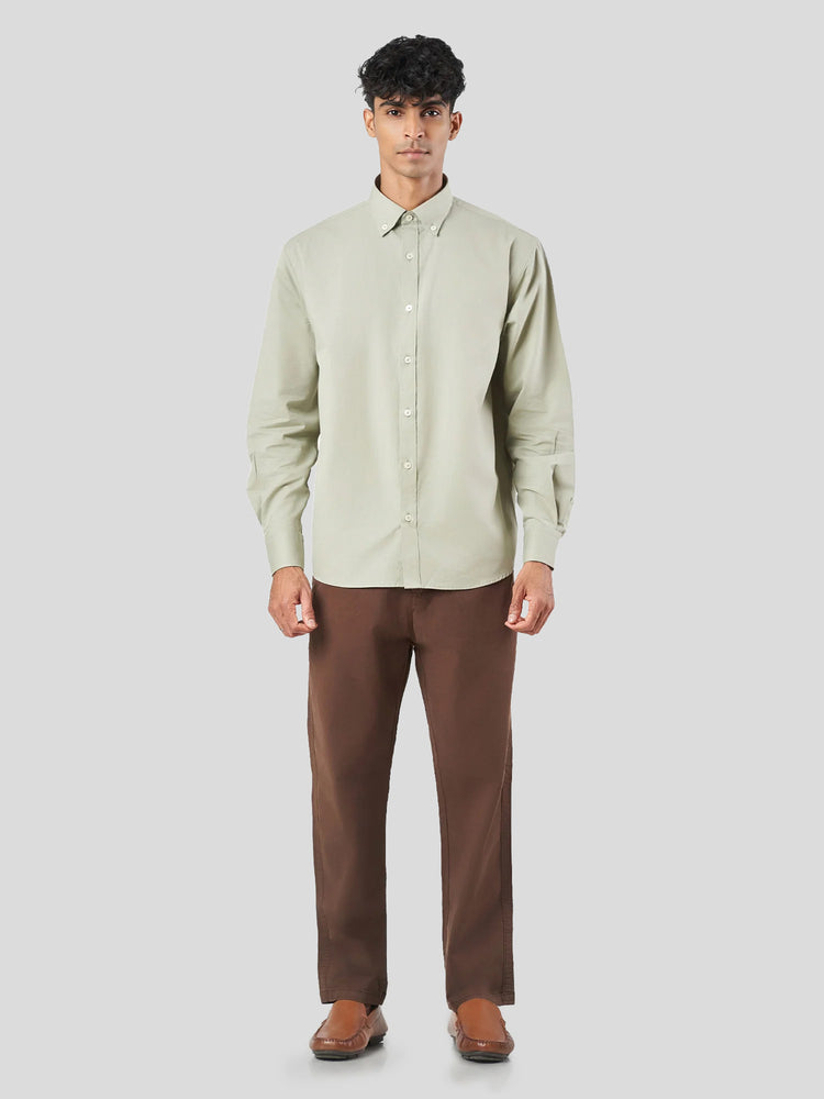 Light Green Cotton Lounge Fit Casual Shirt