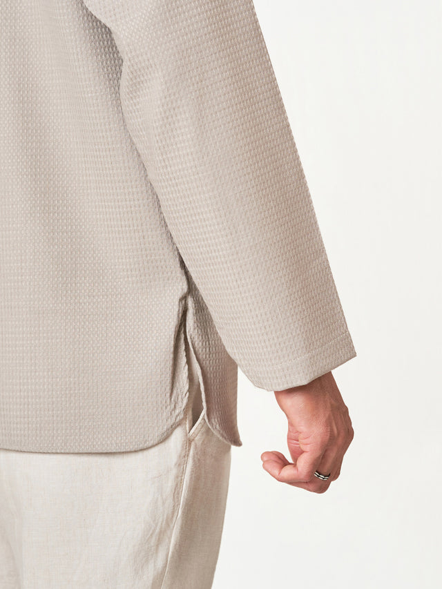 Beige Plain Cotton Casual Kurtha