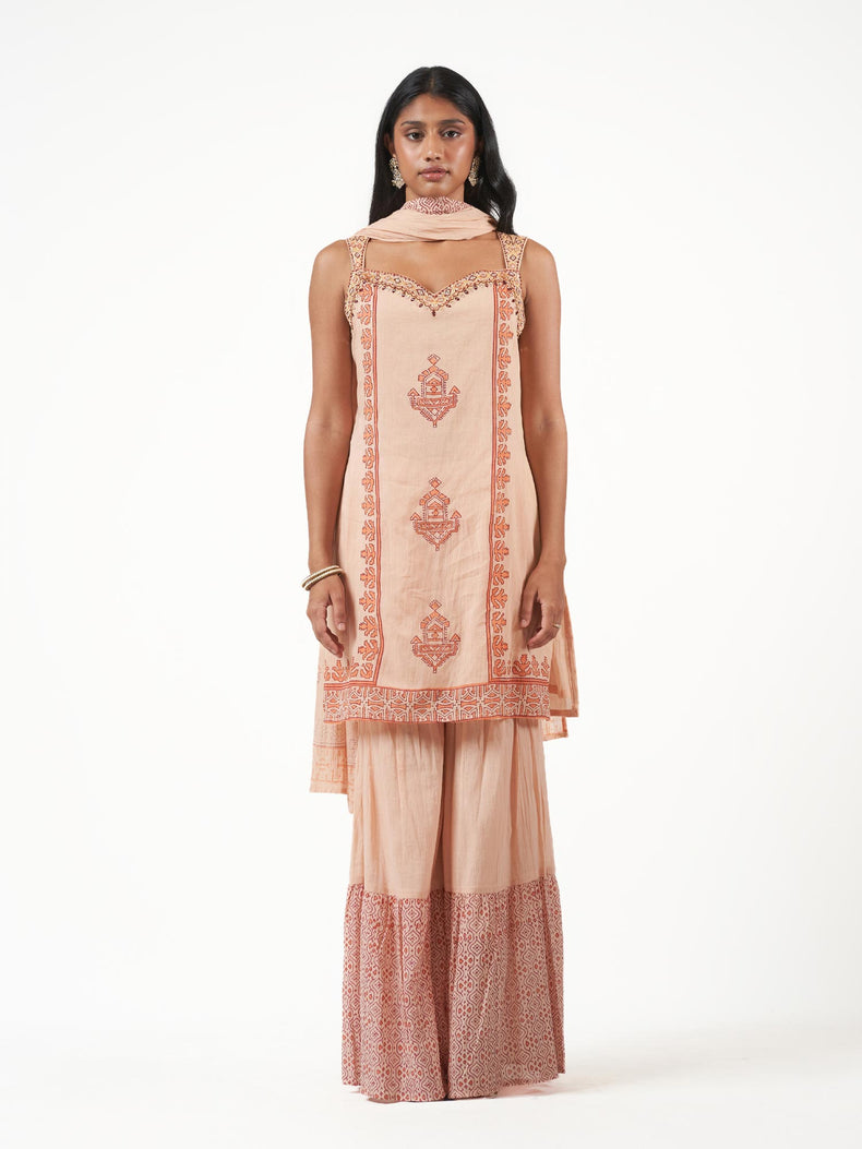 Cotton Block Print Sharara Set
