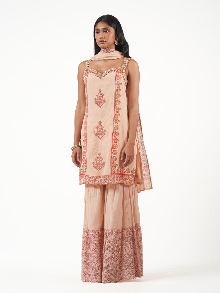 Cotton Block Print Sharara Set