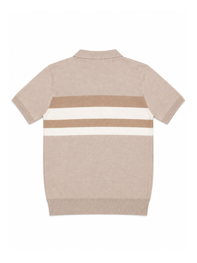 Contrast Stripe Zip Knit Regular Fit Polo Shirt