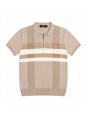 Contrast Stripe Zip Knit Regular Fit Polo Shirt