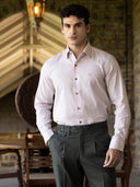 Beige Linen Cotton Tailored Fit Shirt