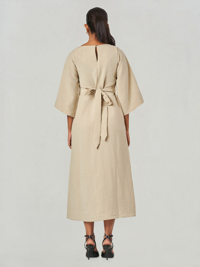 Solid Relaxed Fit Midi A-Line Dress
