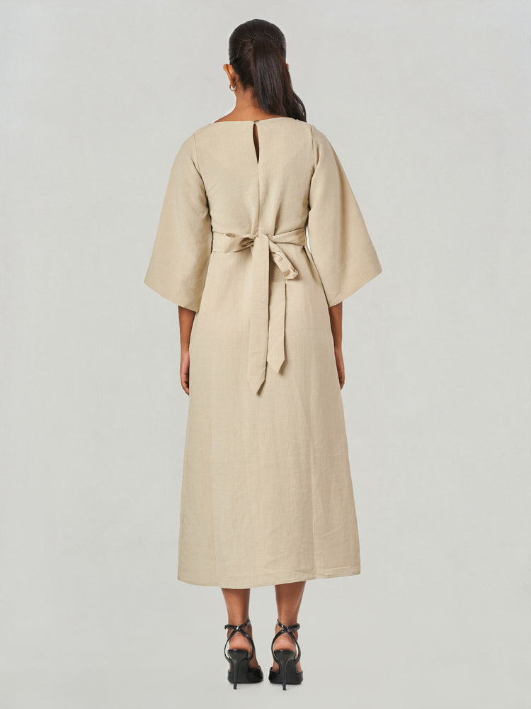 Solid Relaxed Fit Midi A-Line Dress