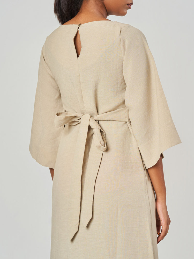 Solid Relaxed Fit Midi A-Line Dress