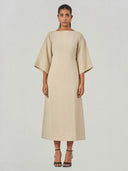 Solid Relaxed Fit Midi A-Line Dress