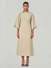 Solid Relaxed Fit Midi A-Line Dress