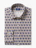 Beige Navy Floral Cotton Lycra Custom Shirt