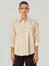 Beige Open Back Bow Detail Oversized Shirt