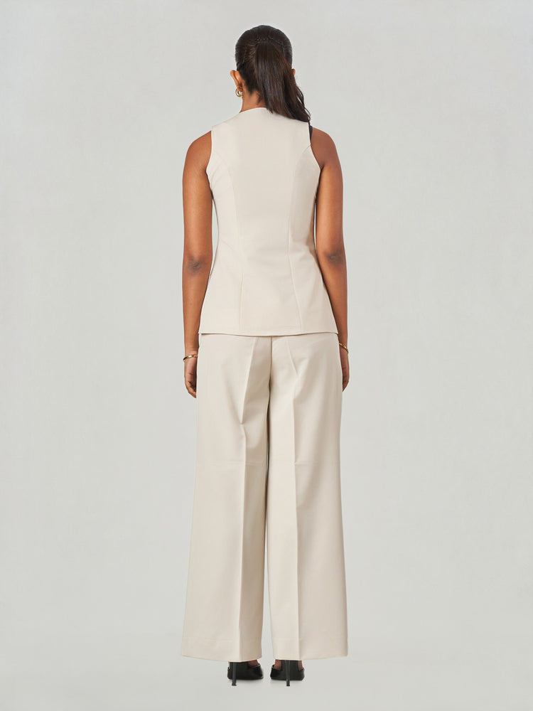 Beige Regular Fit Sleeveless Formal Set