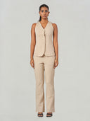 Beige Regular Fit Sleeveless Formal Suit