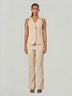 Beige Regular Fit Sleeveless Formal Suit