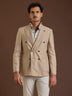 Beige Double-Breasted Slim Fit Jacket