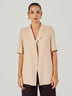 Beige Short Sleeve Linen Blazer