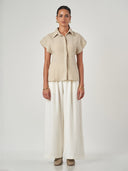 Short Sleeve Hidden Placket Shirt