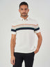 Beige Striped Cotton Short Sleeve Shirt