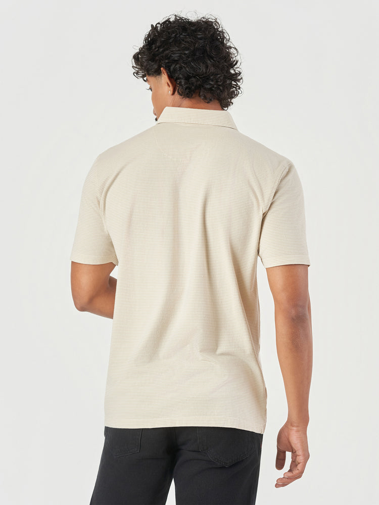 Beige Striped Polo T-Shirt