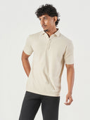 Beige Striped Polo T-Shirt