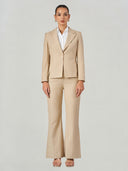Beige Windowpane Check Tailored Suit Set