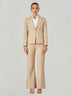 Beige Windowpane Check Tailored Suit Set